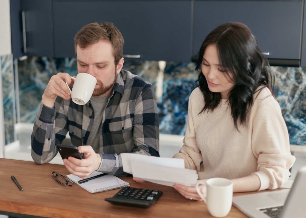 Couple looking at finances